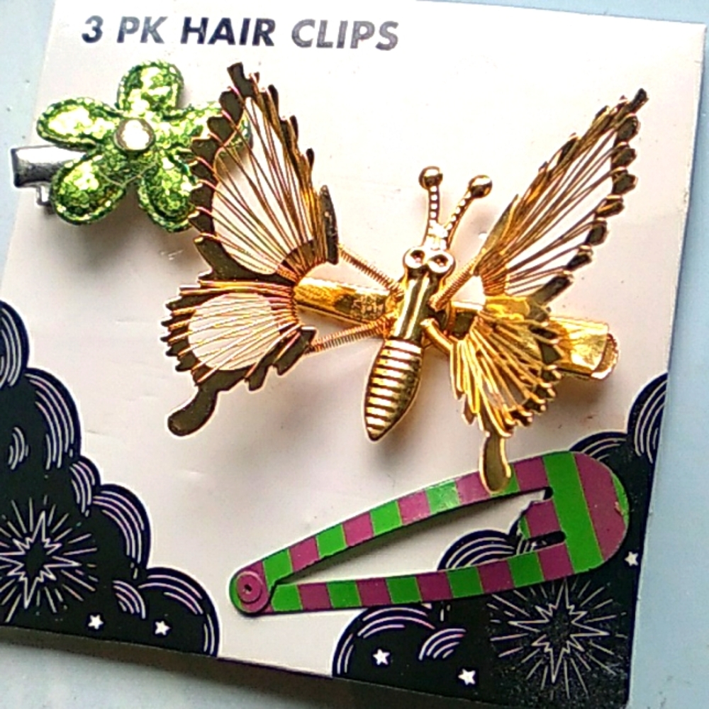 Butterfly and Bling Flower barrette set